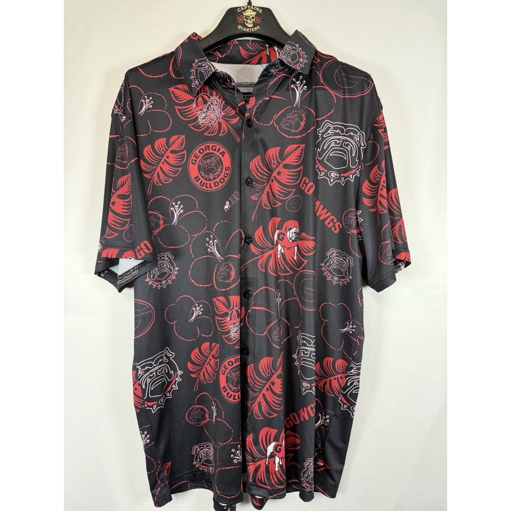 Georgia Bulldogs Polo Men's Medium Castaway Hawaiian Short Sleeve NCAA